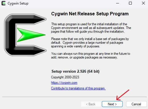cygwin net release setup program
