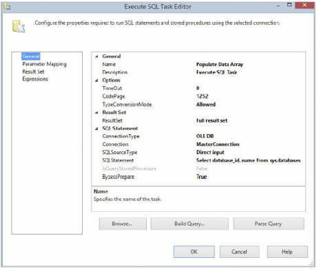 execute sql task editor