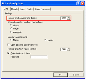 sas add-in options