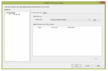 Configure SSIS Logs dialog