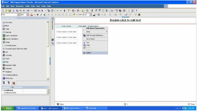 IBM cognos report studio 5