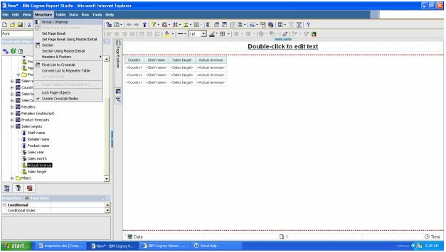 IBM cognos report studio 10