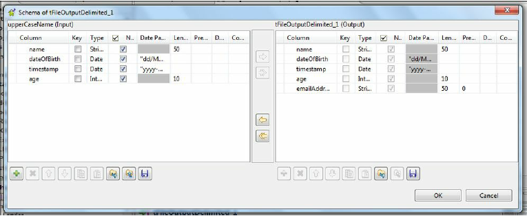 Schema of tfile output