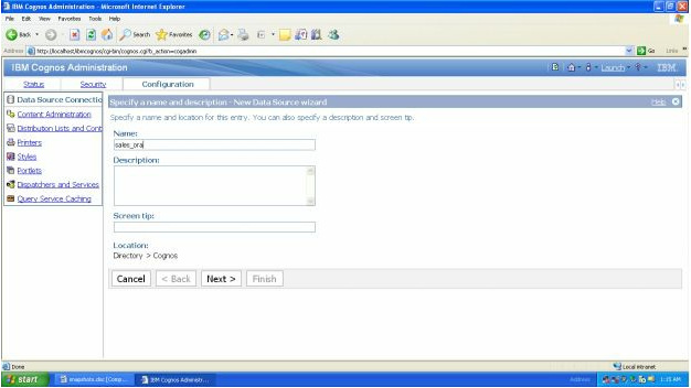 Steps To Create A Data Source Connection Through Cognos Administration Portal 5