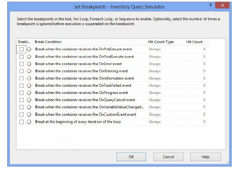 Set Breakpoints- Inventory Query Simulator