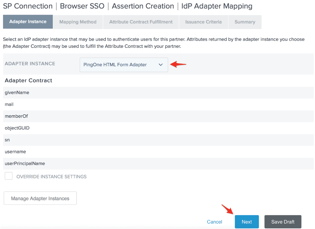 SP Connections - Adapter Instance