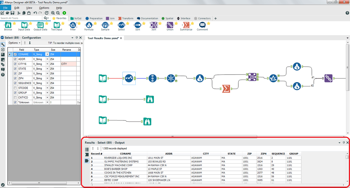 Alteryx Workflow Window