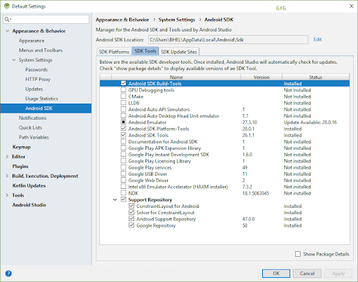 Android Studio SDK Manager