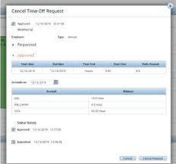 Cancelling a Time Off Request