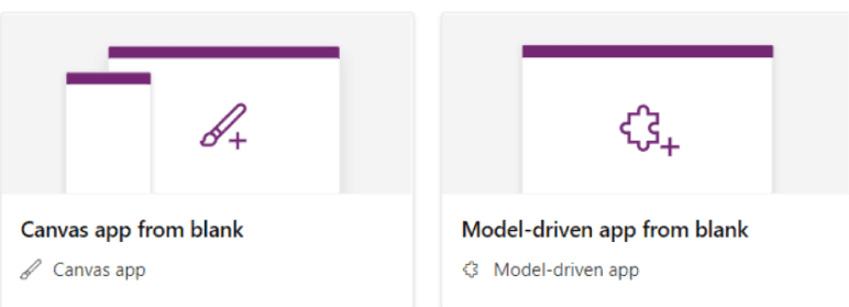 Canvas app from blank and Model -driven app from blank