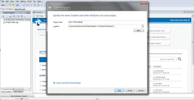 Creating the first project on TestComplete