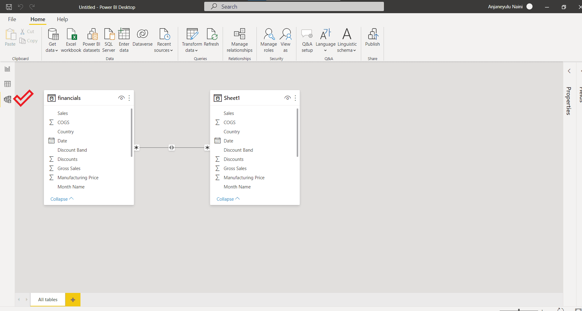 data model view in power bi