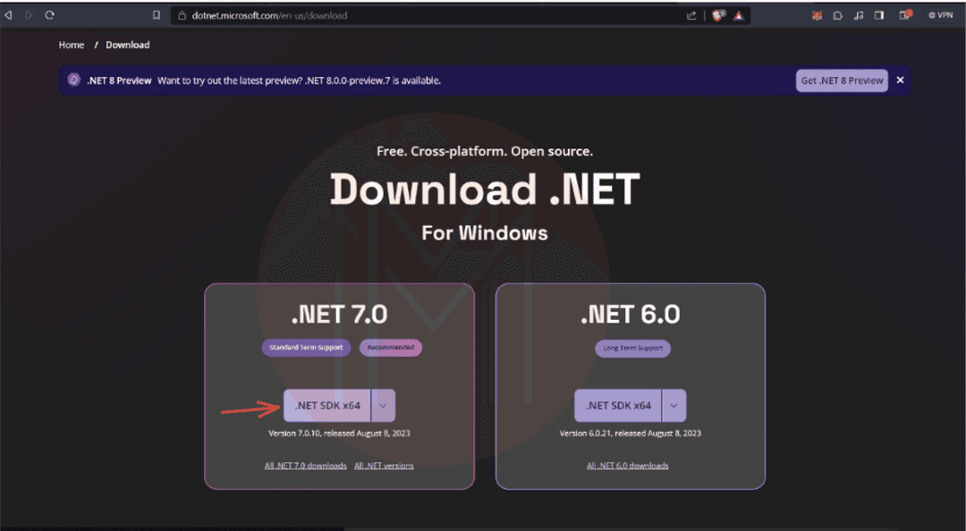 Downloading the .NET SDK