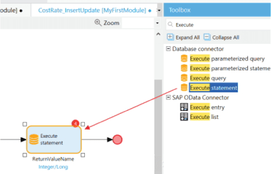 Function of a connector panel in Studio Pro