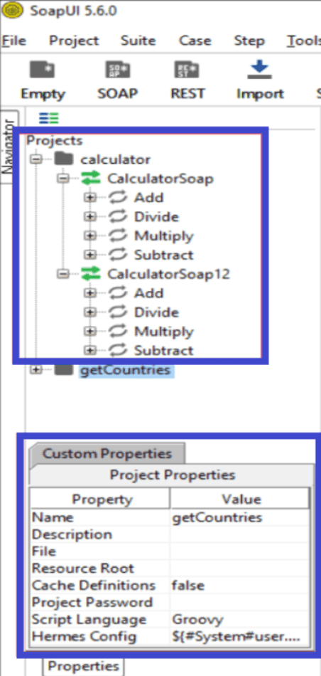  Project calculator's various services