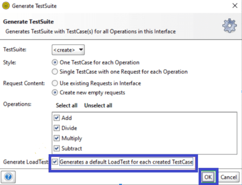 TestSuite Dropdown Menu