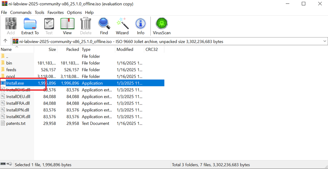 Locating the setup file