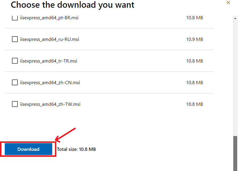 IIS Express installation Step 3