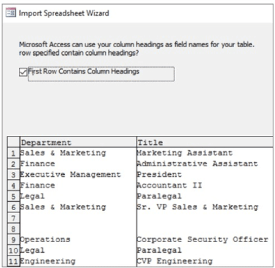 Importing Data from Excel