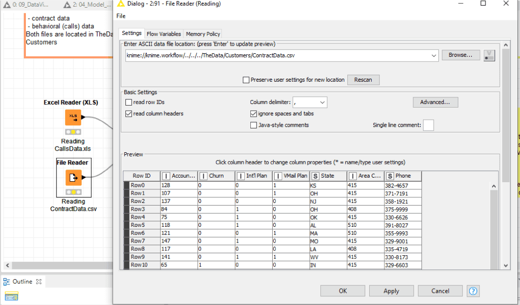 Input/Data Preparation - knime