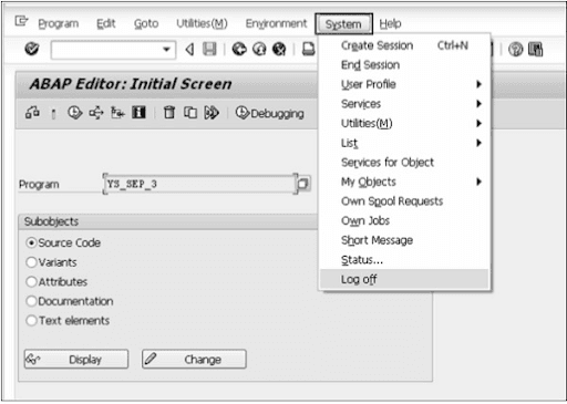 SAP ABAP Logoff