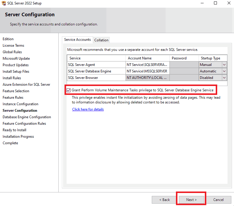 SQL Server Installation Step 15