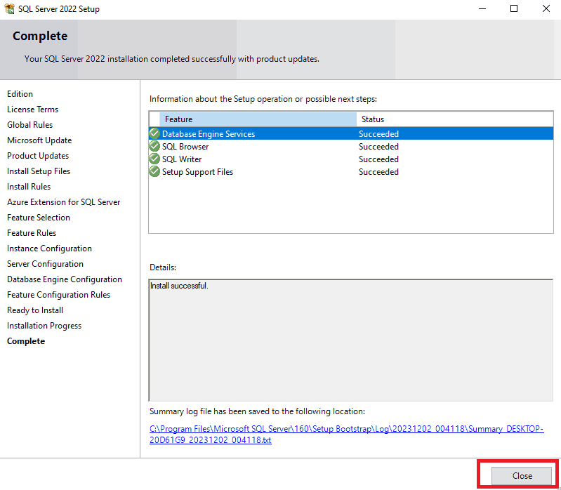 SQL Server Installation Step 18