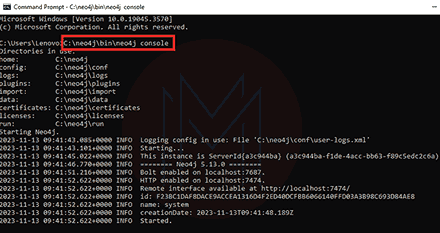 Neo4j Installation on Windows Step 6