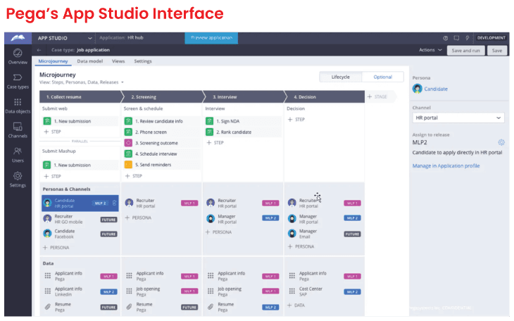 Pega's App Studio Interface