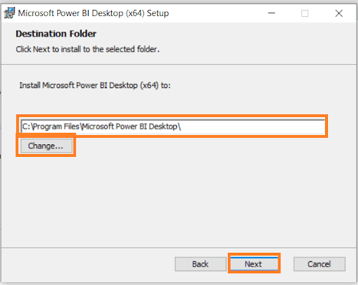 Destination Folder of Power BI Desktop