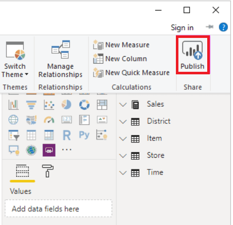 publishing data into power bi