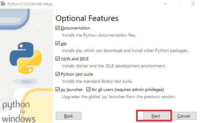 Python Installation step 4