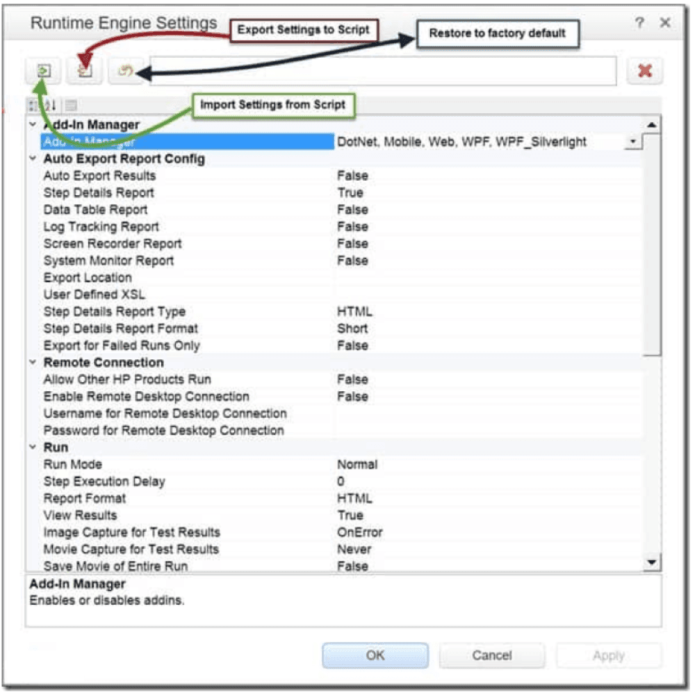 Runtime Engine Settings