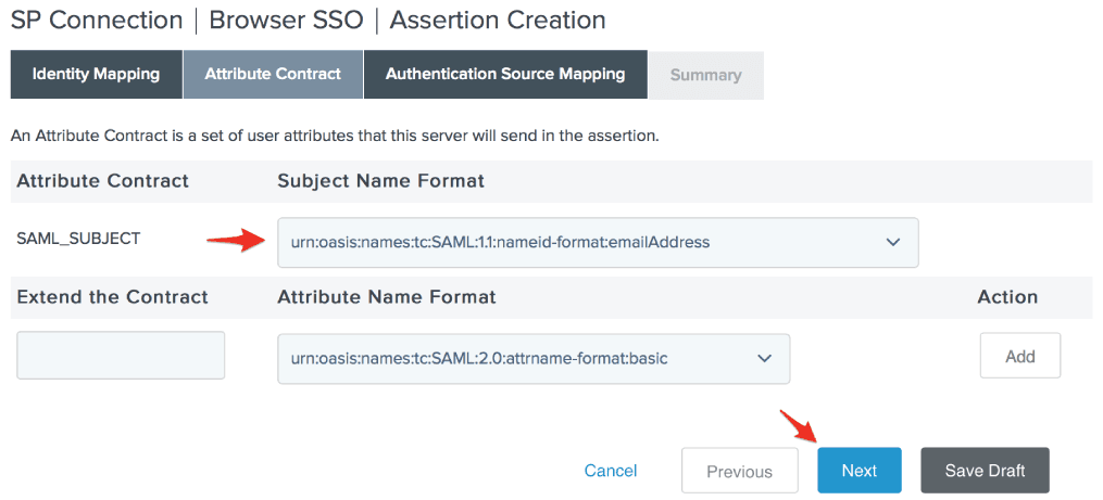 SP Connection - Attribute Contract