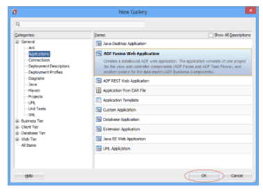 Select ADF fusion web application option