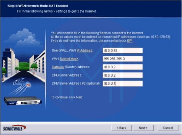 SonicWALL WAN IP address