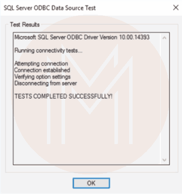 testing connection to sql server19