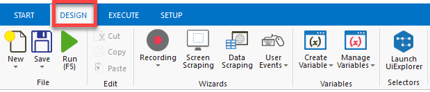 UiPath Design Tab