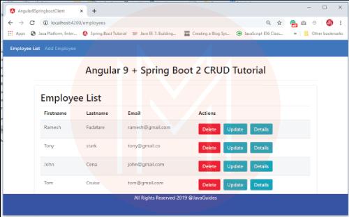 Angular 9 + Spring Boot CRUD App