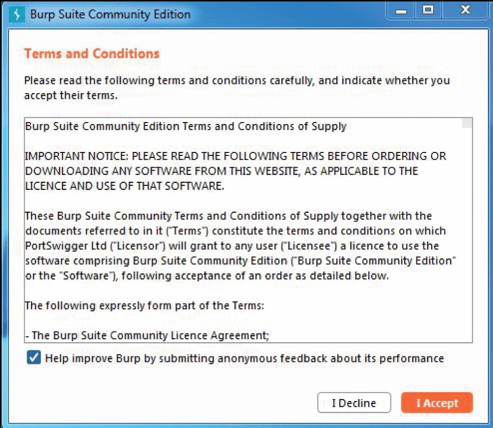 Burp Suite Community Edition - Terms & Conditions