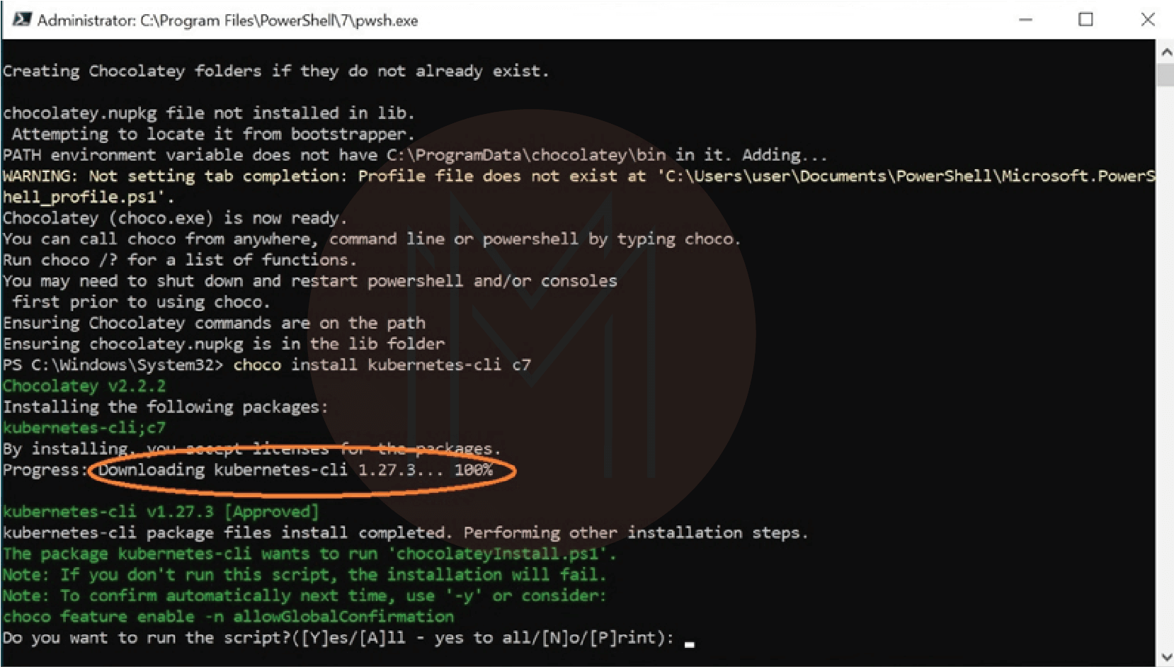 connect to cluster with Kubectl leveraging the Chocolatey installer