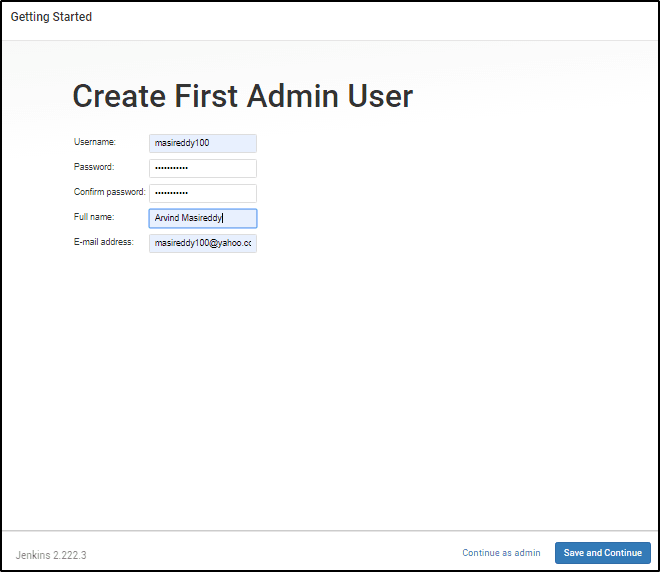 Create first admin