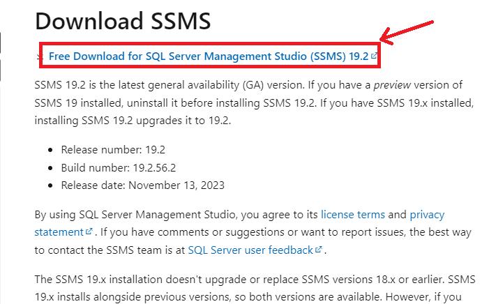 Download SSMS from official site