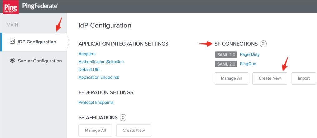 IdP Configuration page