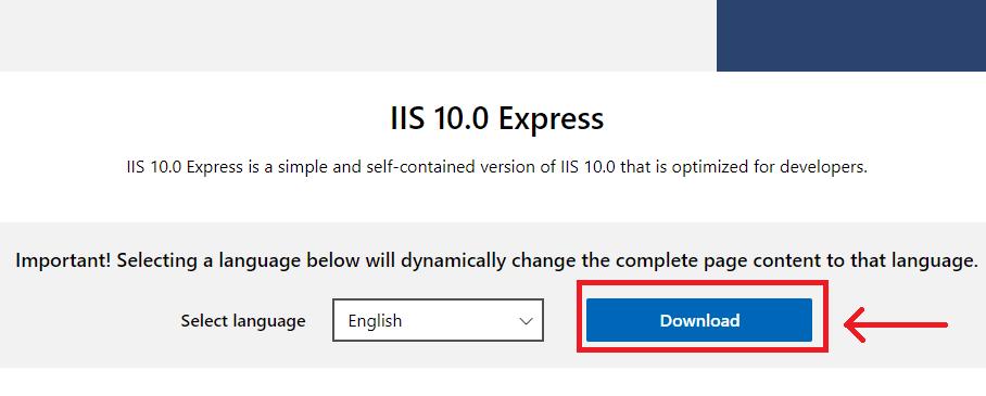 IIS Express installation step 1