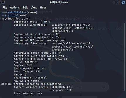 linux networking commands ethtool
