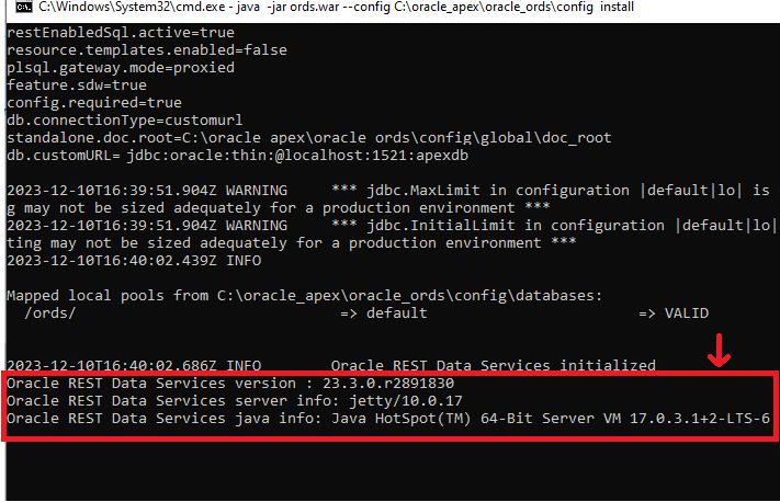 Oracle Apex Configuring ORDS Server Step 10