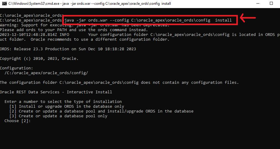 Oracle Apex Configuring ORDS Server Step 5