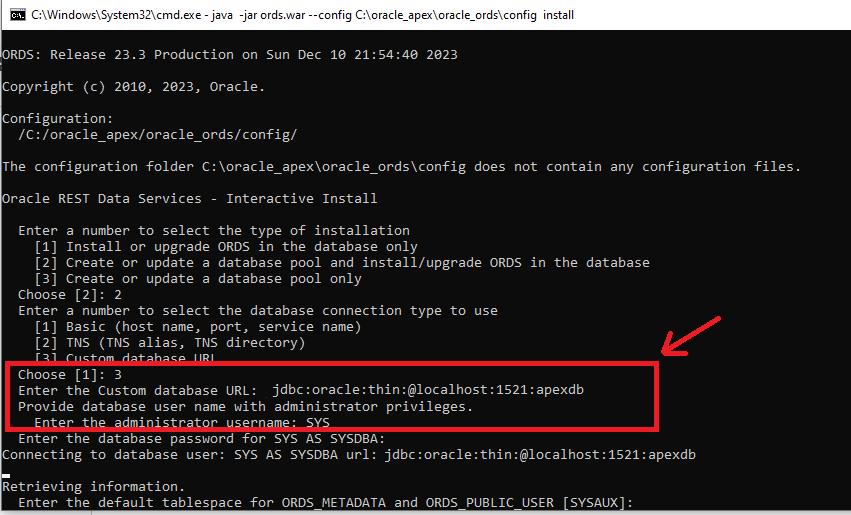 Oracle Apex Configuring ORDS Server Step 6