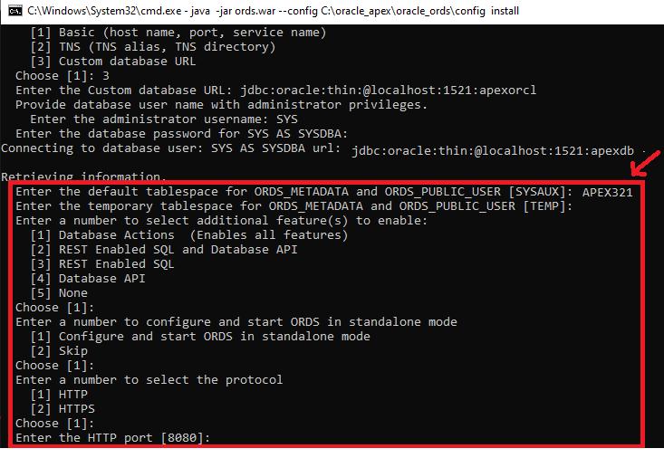 Oracle Apex Configuring ORDS Server Step 7